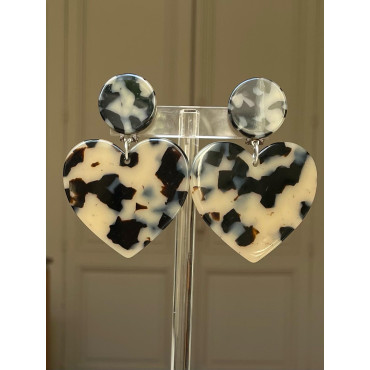 LOVE coeur M écaille blanc - Francine BRAMLI Paris