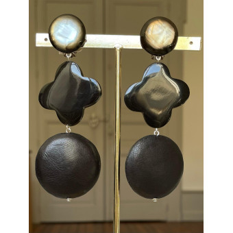 NATURAL LG noire corne & cuir - Francine BRAMLI Paris