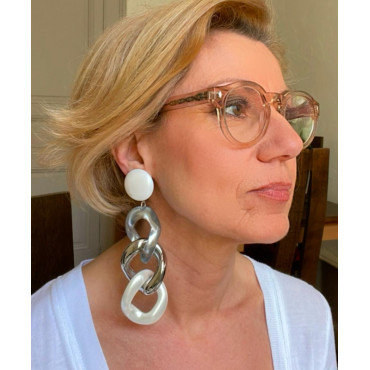 KARINA Maillons nacrés argentés - Francine BRAMLI Paris