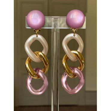 KARINE maillons rose & doré - Francine BRAMLI Paris