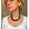 LOUIS Perles noires agate & zirconium - Francine BRAMLI Paris Collier