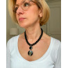 LOUIS Perles noires agate - Francine BRAMLI Paris Collier