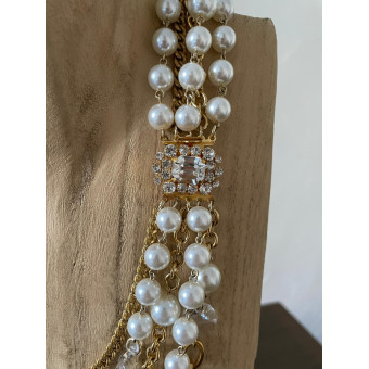 Collier MARIANNE perles nacrées & cristal - FRANCINE BRAMLI Paris