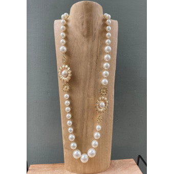 Sautoir MARGUERITE nacré doré - FRANCINE BRAMLI Paris collier