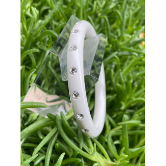 BRACELET jonc blanc brillant & cristaux - Francine BRAMLI Paris