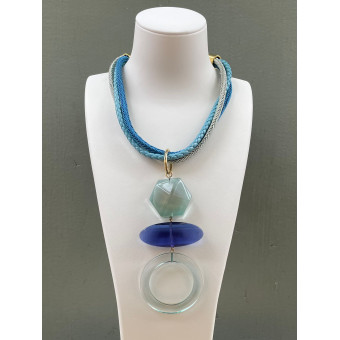 Collier cordon JULES Camaïeu de bleus - FRANCINE BRAMLI Paris