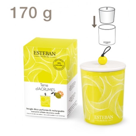 Bougie Déco Parfumée Rechargeable ESTEBAN Terre d'Agrumes