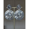 EULALIE métal frappé argenté Cabochons miroir - Francine BRAMLI Paris