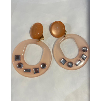 QUEEN Orange/nude & cristal - Francine BRAMLI Paris