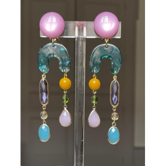 ROSALIE Multicolore Cristal & Pierres fines - Francine BRAMLI Paris