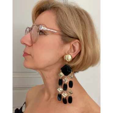 FLORETTE 3 noir et doré  - Francine BRAMLI Paris