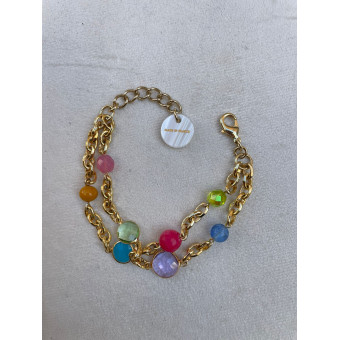 Bracelet STEEVE multico cristal & pierres fines - Francine BRAMLI Paris