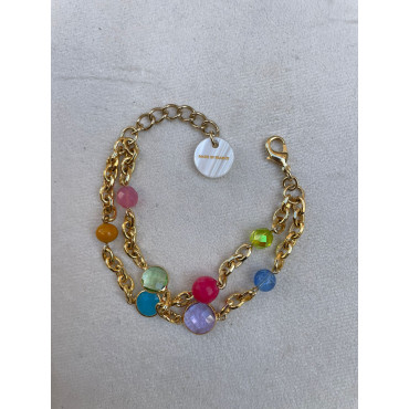 Bracelet STEEVE multico cristal & pierres fines - Francine BRAMLI Paris