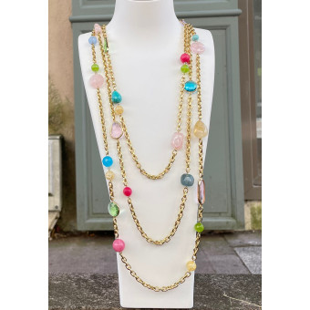 Collier STEVEN multico cristal & pierres fines - Francine BRAMLI Paris