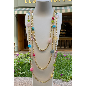 Collier STEVEN multico cristal & pierres fines - Francine BRAMLI Paris