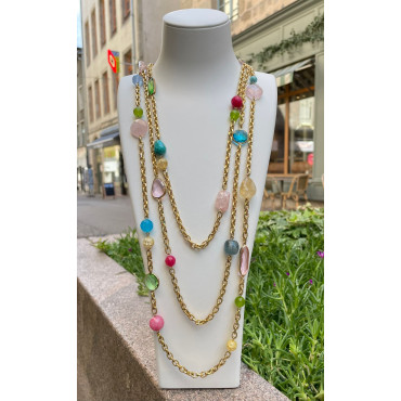 Collier STEVEN multico cristal & pierres fines - Francine BRAMLI Paris