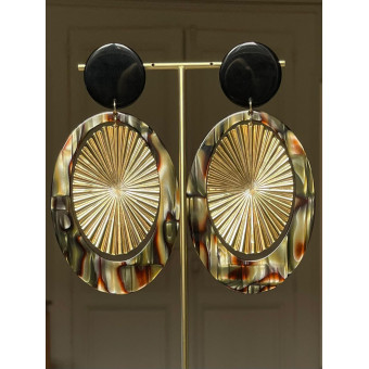 SOLEIL azalée écaille onyx & doré - Francine BRAMLI Paris