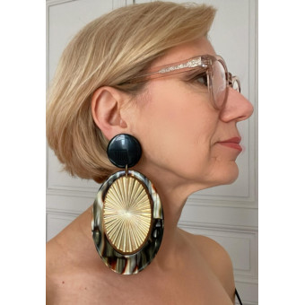 SOLEIL azalée écaille onyx & doré - Francine BRAMLI Paris