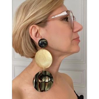 SELMA Feuille d'or & écaille onyx - Francine BRAMLI Paris