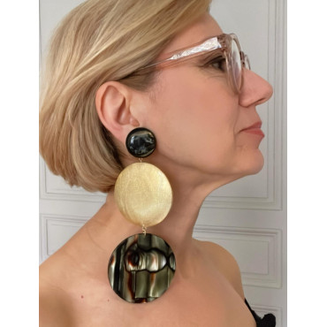 SELMA Feuille d'or & écaille onyx - Francine BRAMLI Paris