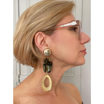 STACY écaille onyx & Feuille d'or - Francine BRAMLI Paris