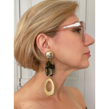 STACY écaille onyx & Feuille d'or - Francine BRAMLI Paris