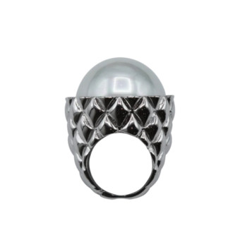 Bague DIANE Perle nacrée & argentée - Francine BRAMLI Paris