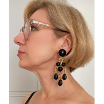 FLORETTE 5 noir & doré  - Francine BRAMLI Paris