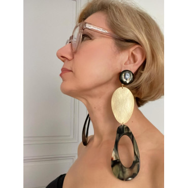 ASYM écaille onyx & doré - Francine BRAMLI Paris