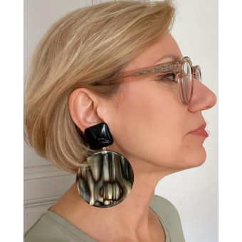SHIRO écaille onyx & noir - Francine BRAMLI Paris