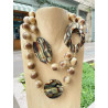 Sautoir BASTIEN Beige & Écaille Onyx - FRANCINE BRAMLI Paris collier