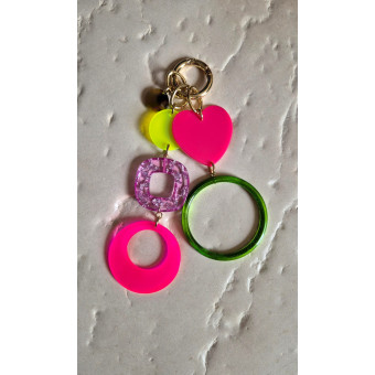 Porte-clés VITA Rose & vert - Bijou de sac - Francine BRAMLI Paris