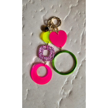 Porte-clés VITA Rose & vert - Bijou de sac - Francine BRAMLI Paris