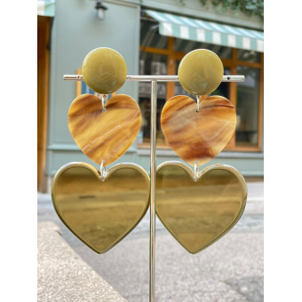 LOVE coeurs kaki - Francine BRAMLI Paris