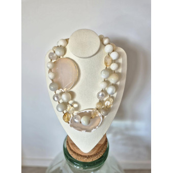 Sautoir ROBIN agate ivoire - FRANCINE BRAMLI Paris collier