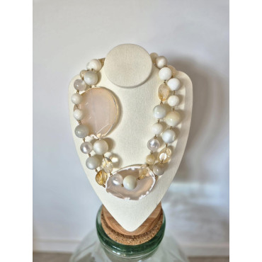 Sautoir ROBIN agate ivoire - FRANCINE BRAMLI Paris collier