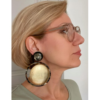 MAYLEEN écaille onyx & feuille d'or - Francine BRAMLI Paris