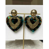 LOVE coeurs marron/bleu/vert & doré - Francine BRAMLI Paris