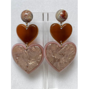 LOVE coeur double marron - Francine BRAMLI Paris