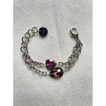Bracelet LÉON cristal Prune/rose - Francine BRAMLI Paris
