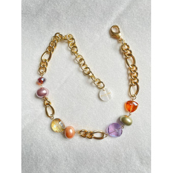 Collier LÉON cristal ambre/parme/vert - FRANCINE BRAMLI Paris