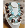 Collier KONAN perles panthères & turquoises - FRANCINE BRAMLI Paris