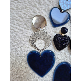LOVE coeur Bleu & dentelle métal - Francine BRAMLI Paris