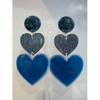 LOVE coeur double Bleu - Francine BRAMLI Paris
