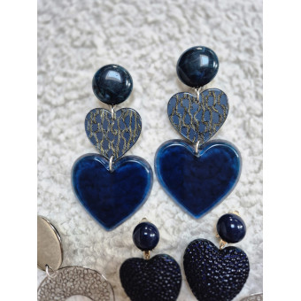 LOVE coeur double Bleu - Francine BRAMLI Paris