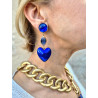 COEUR bleu feuille d'or teintée & Cristal - Francine BRAMLI Paris