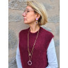 Collier DINO doré, cristal rose/prune - FRANCINE BRAMLI Paris
