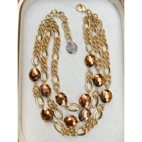 Collier REGIS cristal Doré 3 rangs - FRANCINE BRAMLI Paris