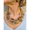 Collier REGIS cristal Doré 3 rangs - FRANCINE BRAMLI Paris