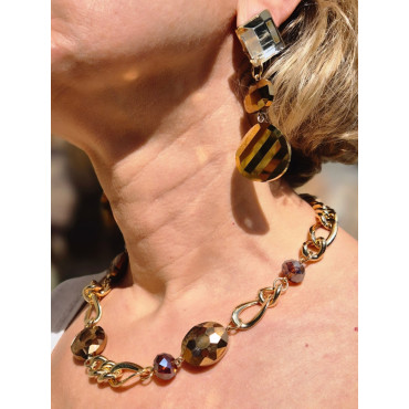 Collier LÉON cristal doré - FRANCINE BRAMLI Paris